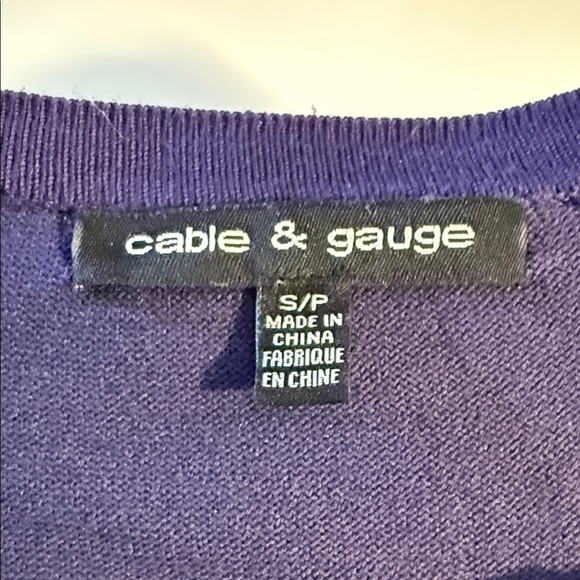 Cable & Gauge Purple Cardigan with Grommet Detail EUC - Picture 3 of 5